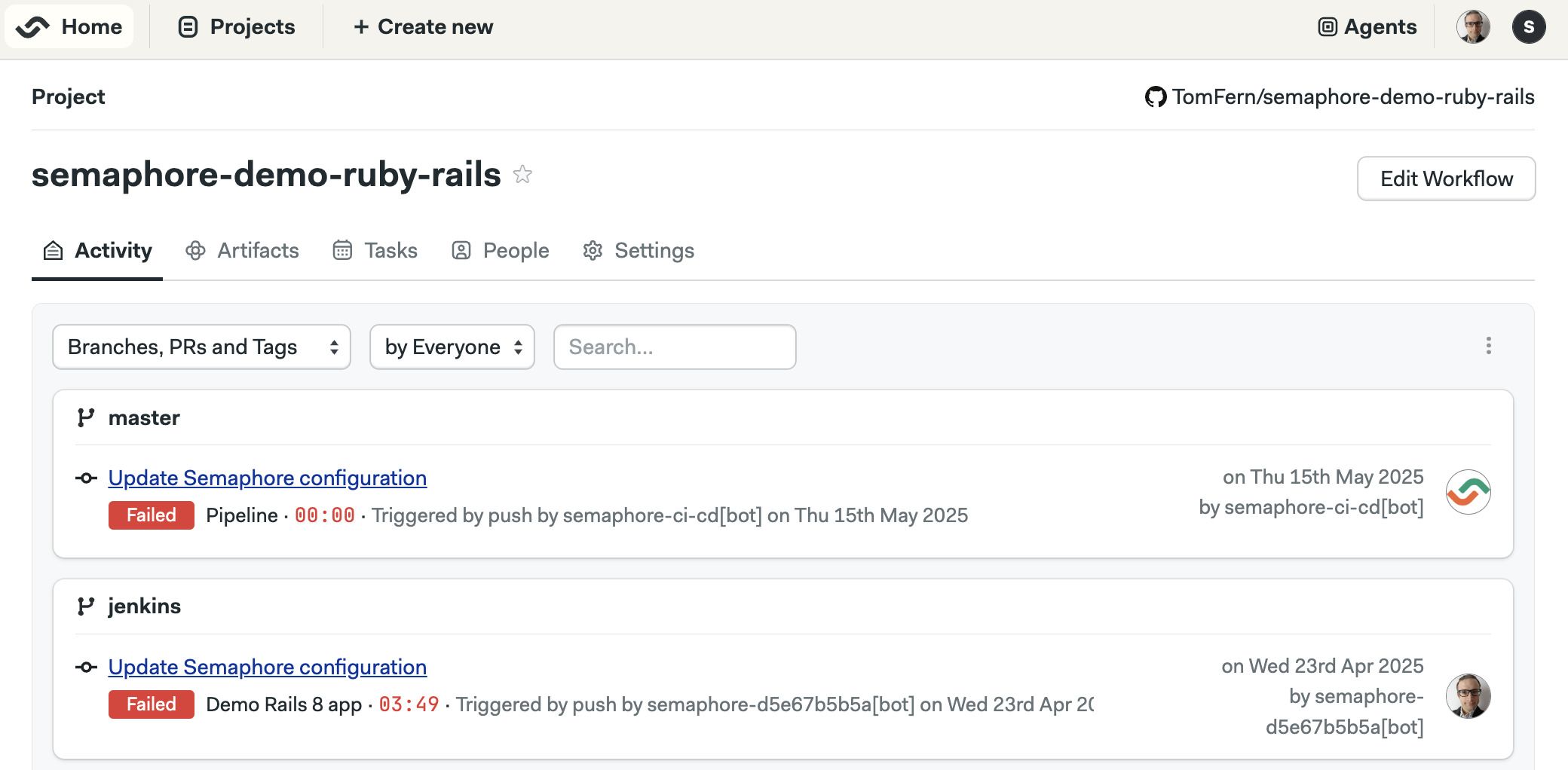 Create new project button