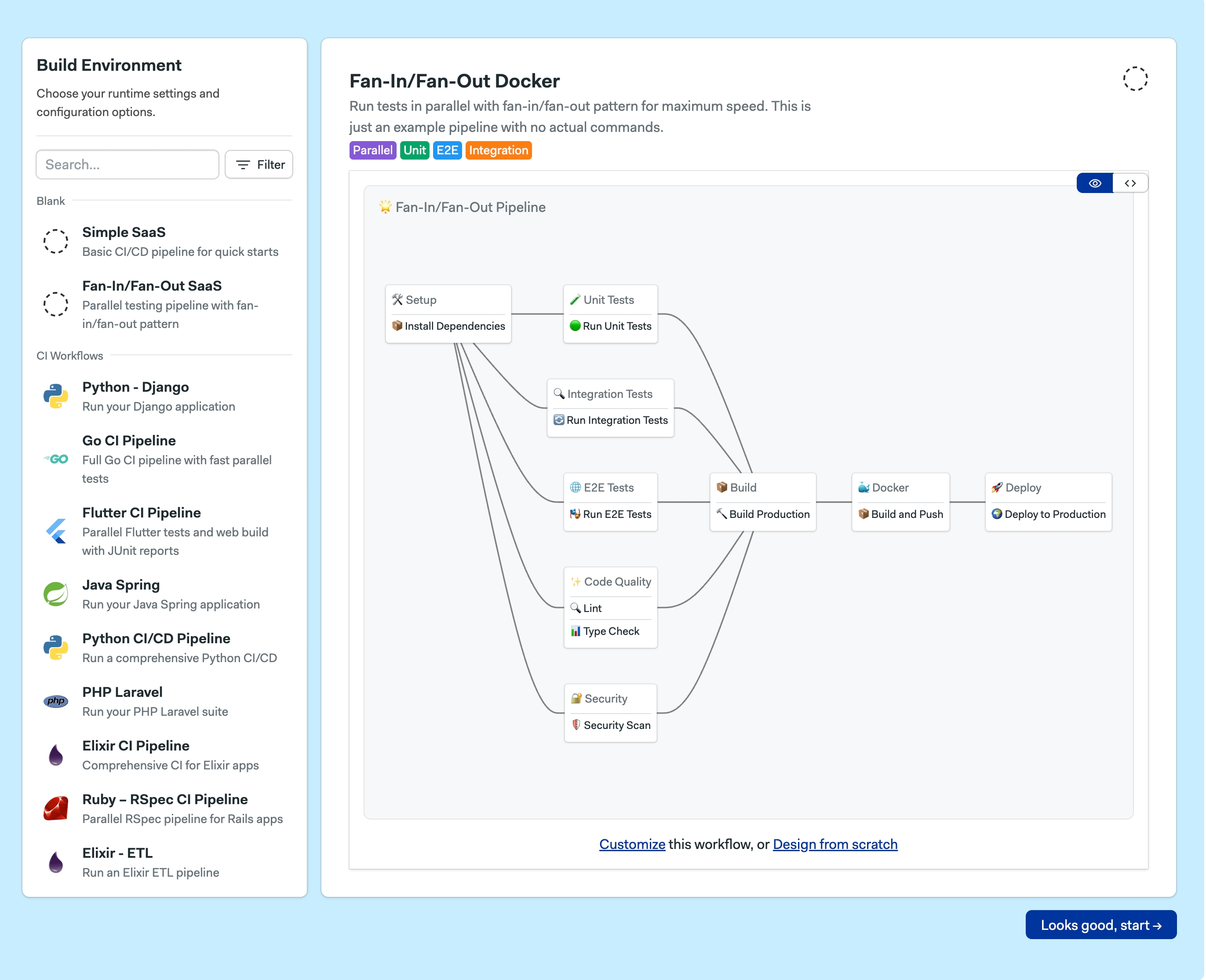 Select starter workflow