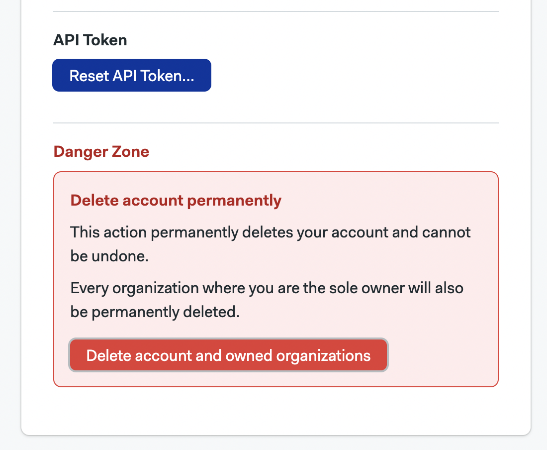 Delete user account