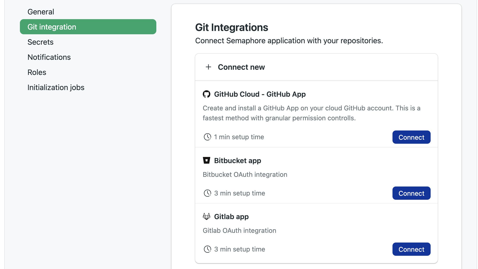 Git integration page