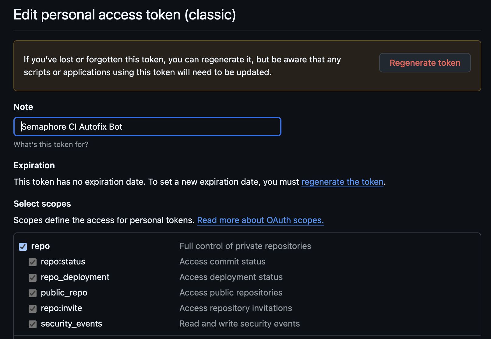 Creating a GitHub Classic Token
