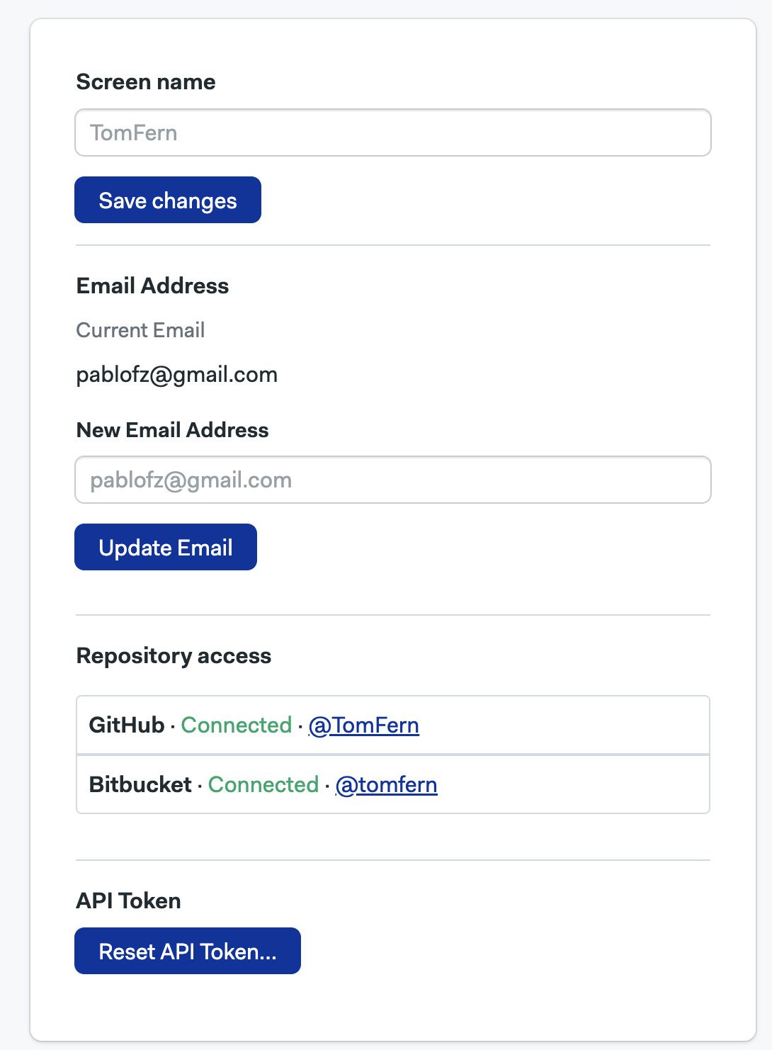 User profile page